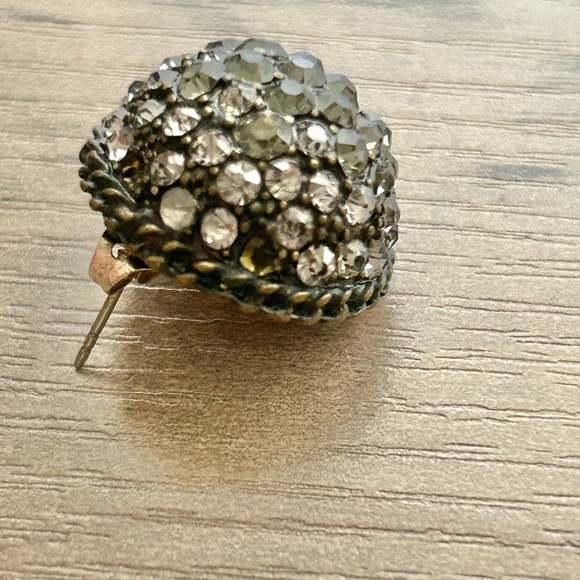 Vintage ABS Pave Rhinestone Domed Stud Earrings Vintage Glam - Picture 7 of 8